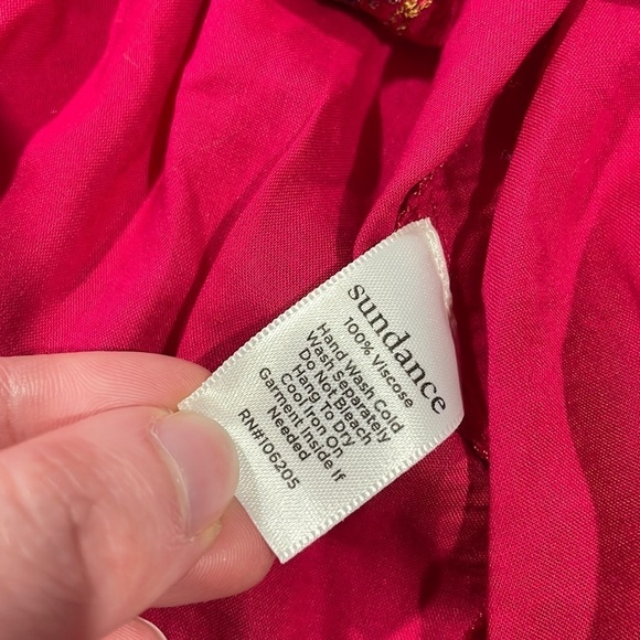 NWT Sundance Red Embroidered Tassel Tie Peasant Blouse Petite - Picture 10 of 11